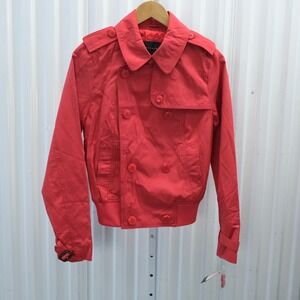 NWT SEAN JOHN Women's Size M Red Button-Up Double Breasted Coat Bomber Jacket
